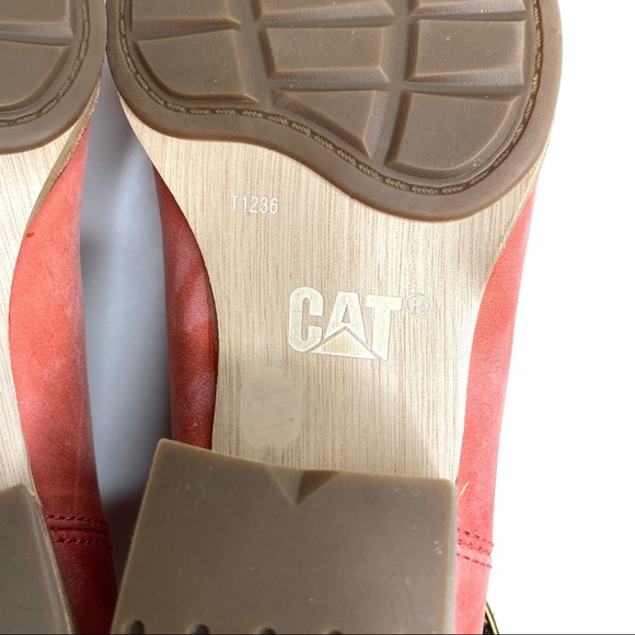 Caterpillar Cheyenne Leather Ankle Strap Western Booties CAT Boots Paprika Red 9 - Picture 14 of 15